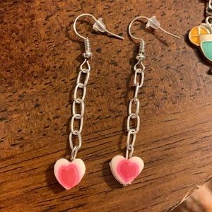 heart on a chain earrings